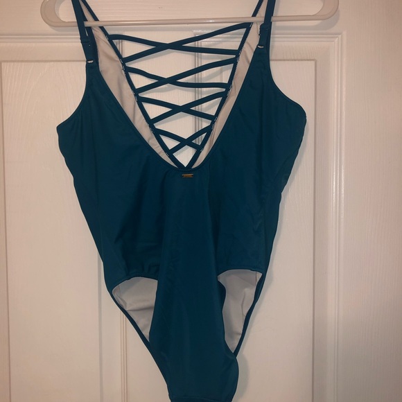 Turquoise pink one piece bathing suit - Picture 2 of 2